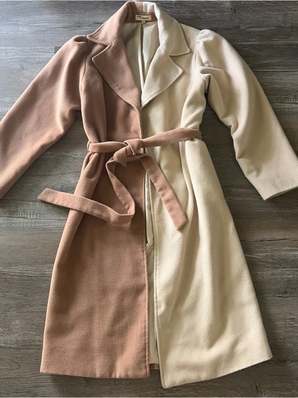 Anthropologie Du Paradis Two Tone Beige Trench Coat Women's XS